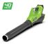 Greenworks 40V axial blower with battery installed for the kit article